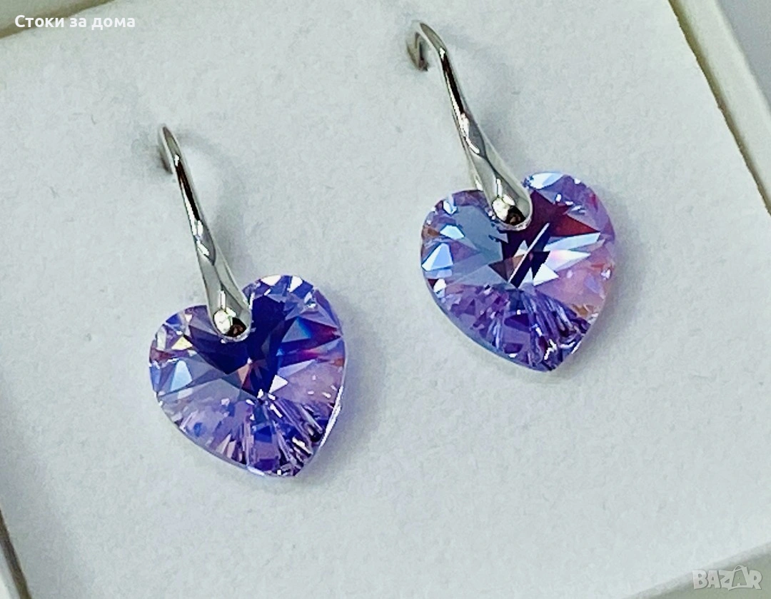 обеци Кристал сърце, снимка 1