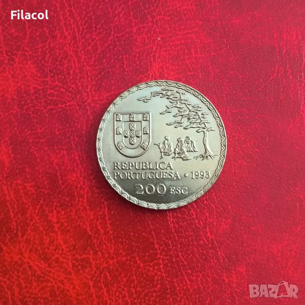 Португалия 200 ескудо 1993 450 г. Намбан изкуство, снимка 1
