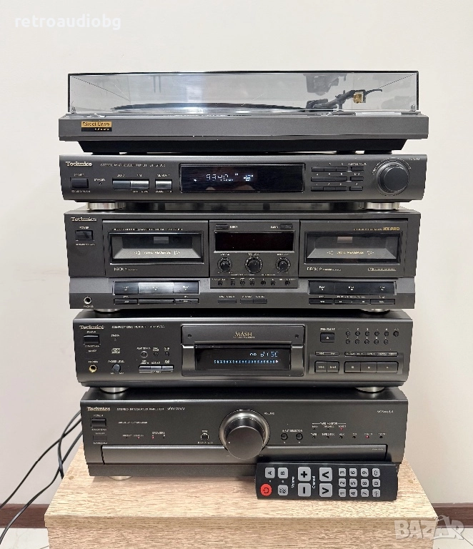 🔊Ретро аудио система - сет TECHNICS - усилвател, сд плеър, двукасетъчен дек, тунер и грамофон🔊, снимка 1