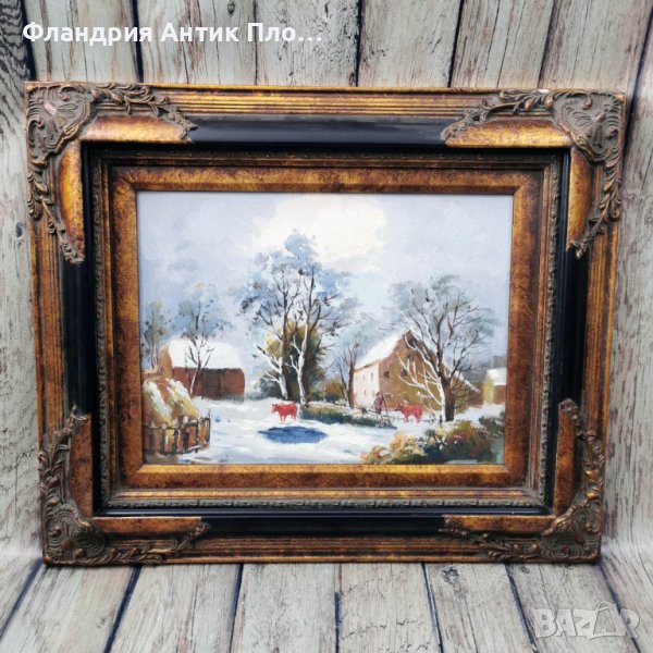 Снежен селски пейзаж , снимка 1