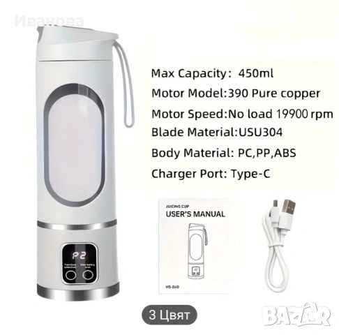 Нов USB мини шейкър, снимка 8 - Сокоизстисквачки и цитрус преси - 53692885