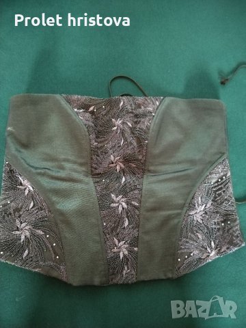 Сатен. Официална дълга пола, бюстие, бродирано със сърма и шал, снимка 4 - Рокли - 40197718