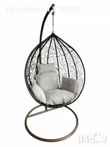 Градинска люлка от PVC ратан с метална конструкция