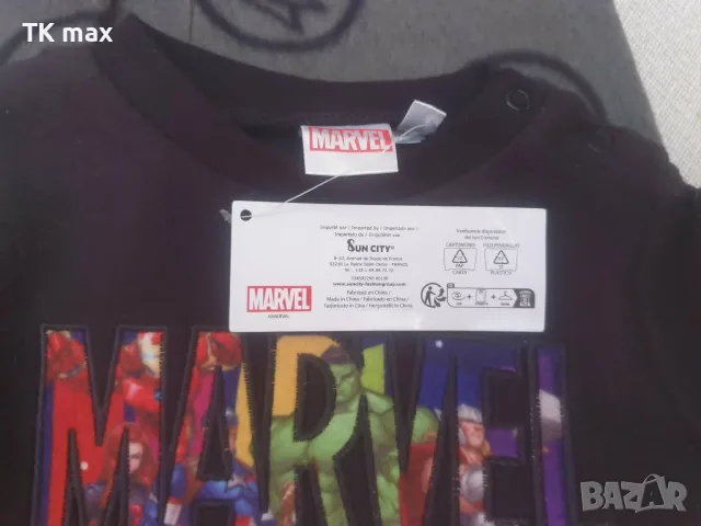 Marvel комплект за бебе  Нов със суитшърт и ватиран панталон, 6 месеца, снимка 2 - Комплекти за бебе - 55830854
