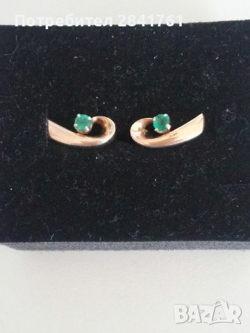 Руски златни обеци 14К с изумруди