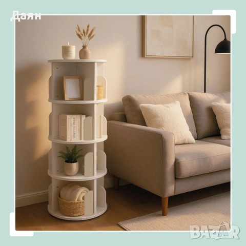 Въртяща се библиотека Relaxdays, 16 отделения, 4 етажна , снимка 2 - Етажерки - 53139756