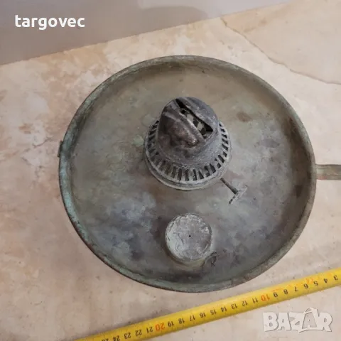много голяма медна газена лампа, снимка 2 - Антикварни и старинни предмети - 50062428