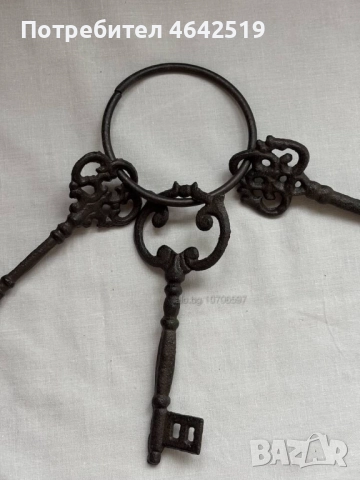 Декоративни винтидж ключове с халка, снимка 3 - Декорация за дома - 52377403