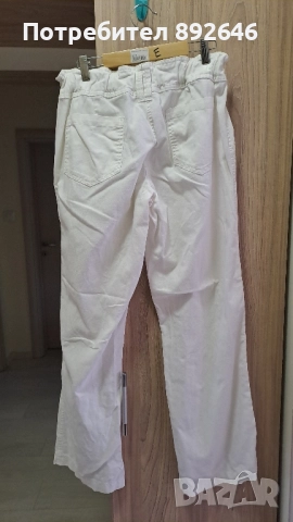 Бял ленен панталон, размер М , снимка 3 - Панталони - 51864640