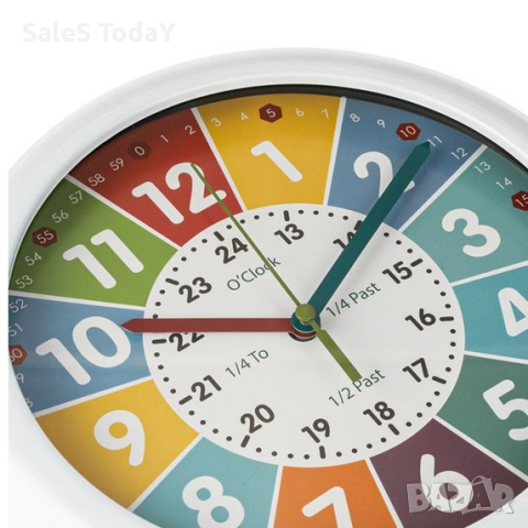 Детски часовник за стена, Бял, Ø20см, снимка 2 - Други - 44834319