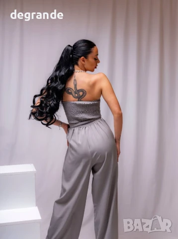 Дамски сив гащеризон с коланче, снимка 2 - Гащеризони - 50897514