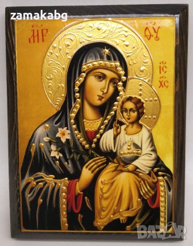 Ръчно изработена репродукция на икона върху естествено дърво - Св. Богородица, снимка 1
