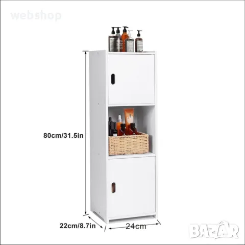 Стилен и практичен водоустойчив шкаф подходящ за мокро помещение 80x22x25, снимка 5 - Шкафове - 49112792