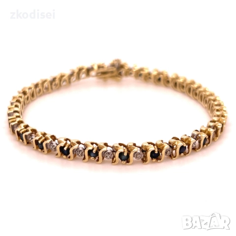 Златна дамска гривна с мойсанити 12,86гр. 17,5см. 14кр. проба:585 модел:35585-1