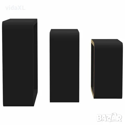 vidaXL Стенни кубични рафтове, 3 бр, черни, МДФ, снимка 6 - Етажерки - 56146815