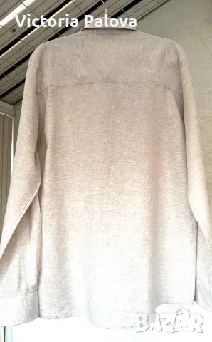 Красива мъжка риза  55% лен ,45% памук, снимка 5 - Ризи - 47913894