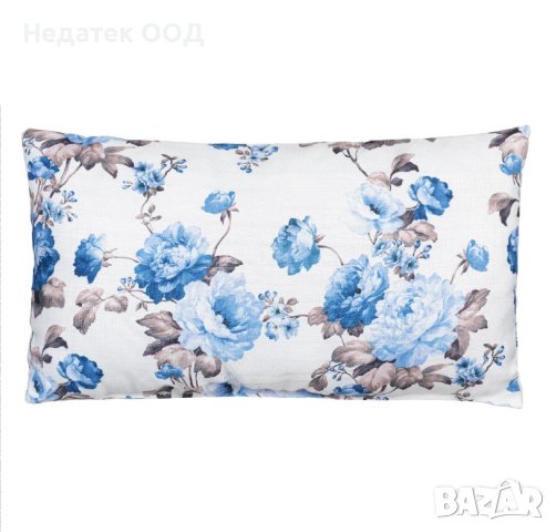 Декоративна възглавница Blue Floral,  50x30cм, Бял/ син, снимка 2 - Възглавници - 41016750