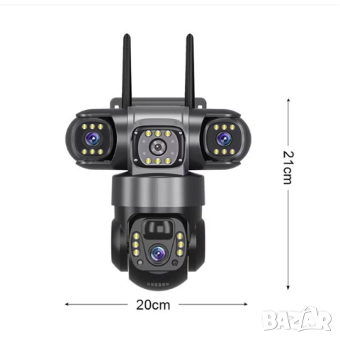 Соларна камера SIM,12MP Full HD,троен обектив, движение, нощно виждане, двупосочна комуникация, IP66, снимка 4 - IP камери - 51576372
