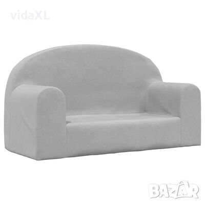 vidaXL 2-местен детски диван, светлосив, мек плюш(SKU:341792, снимка 1
