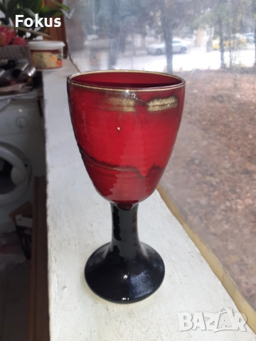 Гоблет чаша за вино глазирана немска керамика, снимка 2 - Антикварни и старинни предмети - 53408531