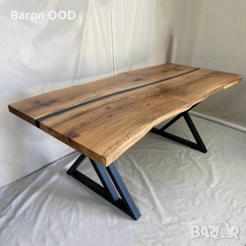 Масивна дървена трапезна маса, маса за хранене Аполон с епоксидна смола, снимка 5 - Маси - 33135605