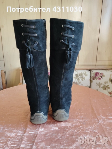 Черни дамски ботуши 42 номер, снимка 3 - Дамски ботуши - 53391412