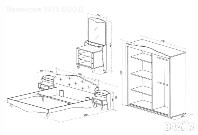 Спален комплект Империал, снимка 3 - Спални и легла - 49174157