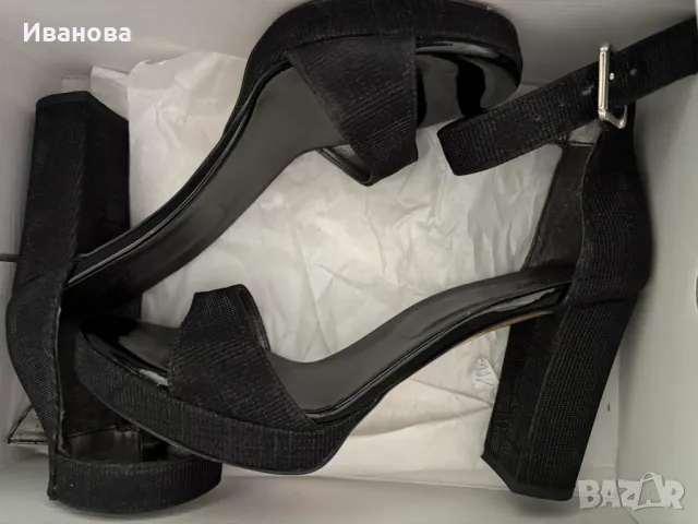 Черни официални обувки. Сандали на платформа, снимка 4 - Сандали - 50140012