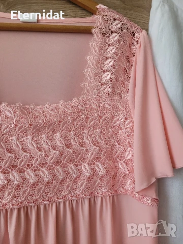  Нова розова блуза с дантела , снимка 5 - Тениски - 50656117