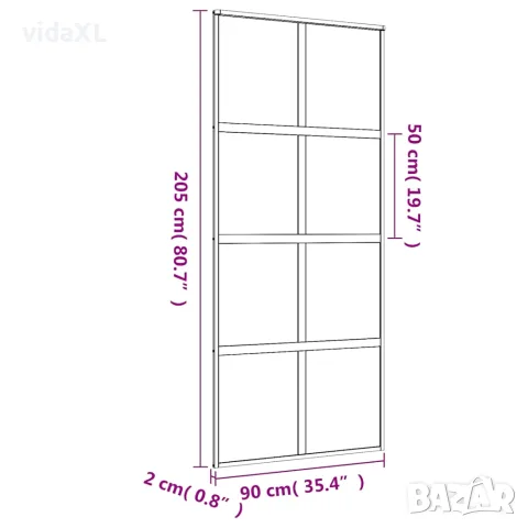 vidaXL Плъзгаща се врата 90x205 см матирано ESG стъкло и алуминий, снимка 9 - Входни врати - 56146174