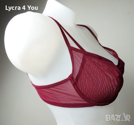 80В сутиен в бордо и двойни тюлени чашки, снимка 6 - Бельо - 40781754