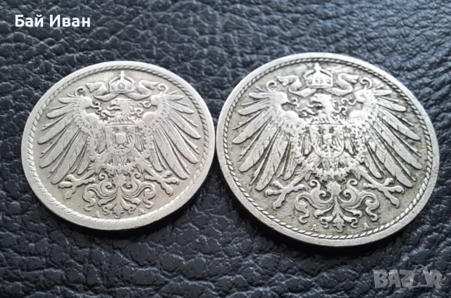 Стара монета/и 5 и 10 пфенига 1911 г. букви А - Германия-красиви !, снимка 5 - Нумизматика и бонистика - 49514758