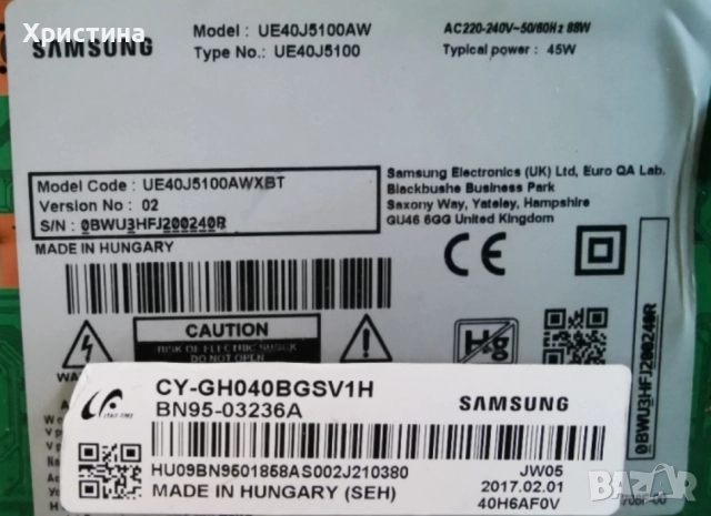 Samsung UE40MU6172U BN41-02568,UE40F6340SS BN41-01958,UE40J5100AW, снимка 6 - Части и Платки - 52532271