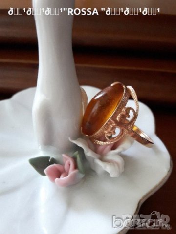 Руски златен пръстен с естествен кехлибар, снимка 2 - Пръстени - 42216418