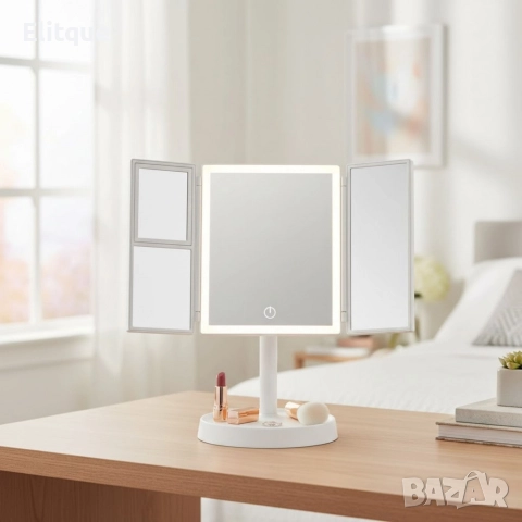 Преносимо LED огледало с осветление за тоалетка, за грим с висока разделителна способност, снимка 4 - Лед осветление - 52964391