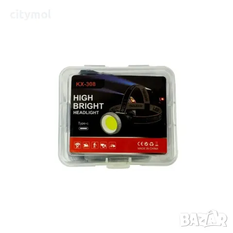 Челник с 50 COB диода, акумулаторна батерия, лента за глава, Type C  зареждане, KX-308, снимка 2 - Къмпинг осветление - 49823425