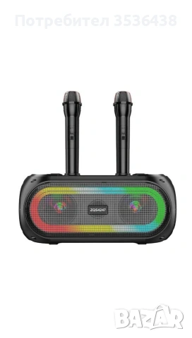 Преносима тонколона, Borderline, Два микрофона, Bluetooth, ZQS4247, Черна, снимка 2 - Друга електроника - 53864489