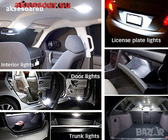 2 бр. T10 W5W LED лед крушка диодни светлини за интериора на автомобила 12V 10SMD 7000K Супер ярки б, снимка 8 - Аксесоари и консумативи - 42270251