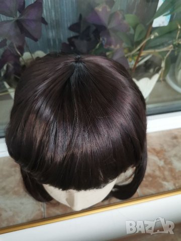 Нова тъмно кестенява перука 35 см Боб стил - мод.22, снимка 4 - Аксесоари за коса - 13441820