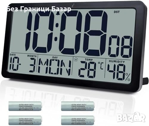 Нов 10.5" Голям LCD дигитален часовник аларма температура влажност