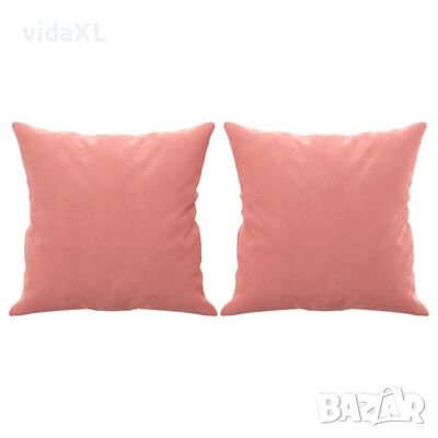 vidaXL Декоративни възглавници, 2 бр, розови, 40x40 см, кадифе(SKU:349488, снимка 1
