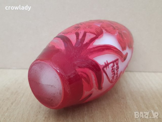 Красива ваза НАНСИ DAUM NANCY сецесион червена реплика, снимка 6 - Вази - 40919246