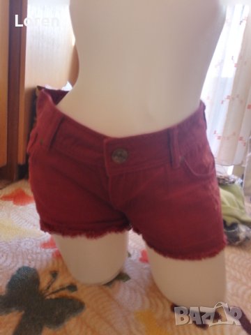 Като нови!❤️Cool cat❤️Къси дънки цвят бордо, снимка 5 - Дънки - 41460221