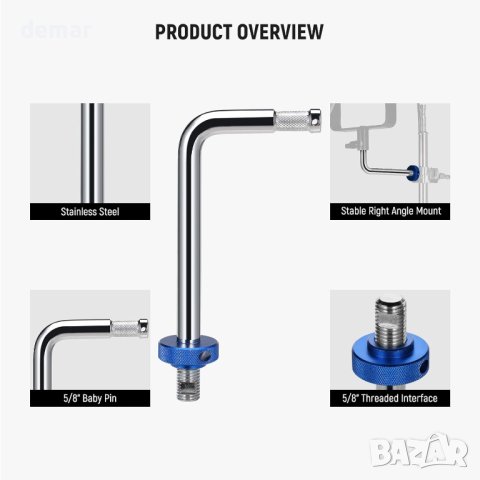NEEWER 5/8" Правоъгълно захващащо рамо, до 10 кг, UA046, снимка 7 - Чанти, стативи, аксесоари - 44462324