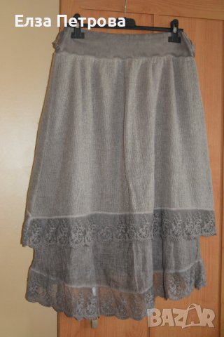 Сет пола и блуза със шал, сиво - кафяво, снимка 6 - Поли - 41962585