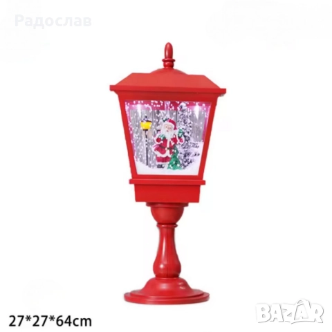 Декоративна коледна лампа с Дядо Коледа, падащ сняг и мелодии, снимка 2 - Декорация за дома - 52347170