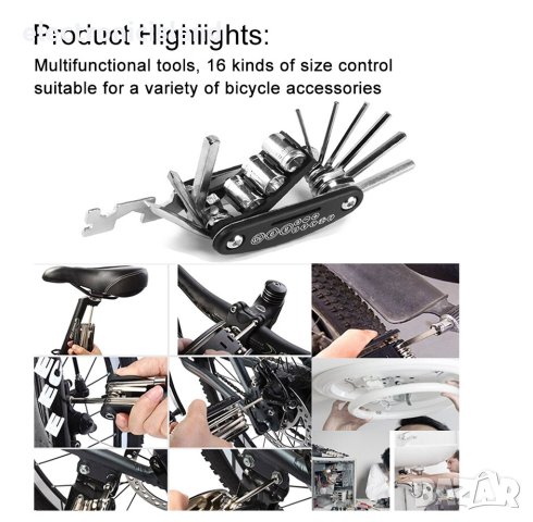 Мултифункционален инструмент ключ, отвертка за ремонт на колело, велосипед..., снимка 4 - Аксесоари за велосипеди - 41716504