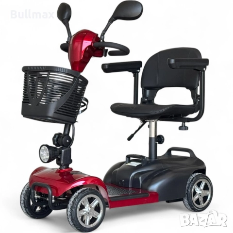 Електрическа четириколка BULLMAX N1, Електрическа спирачка, 350W, Сгъваема, Червена