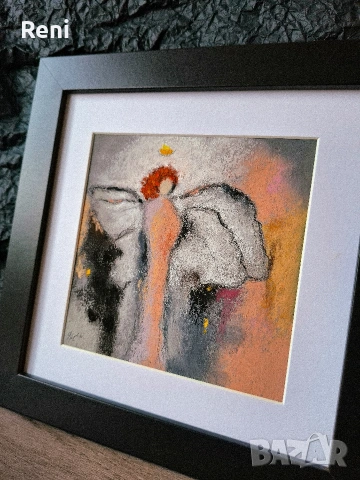 Ангел, картина въглен/пастел, оригинал, снимка 2 - Картини - 53633174