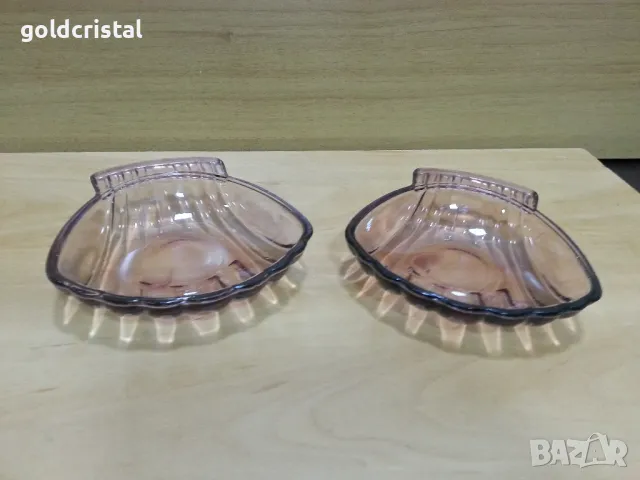 ретро стъклени чинийки купички цветно стъкло , снимка 5 - Антикварни и старинни предмети - 49328875